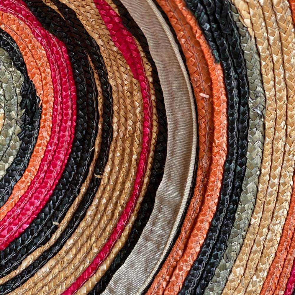 Striped Straw Sun Hat in Natural, Black & Red - Picture 5 of 6